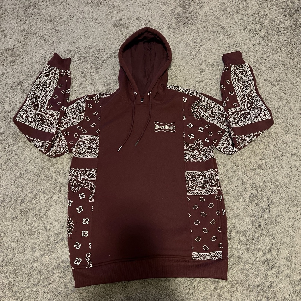 Maroon Bandana Pattern Hoodie Set